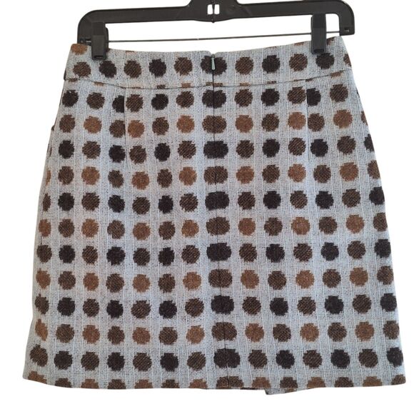 Boden British Tweed by Moon Blue Brown Wool Skirt UK8S US4S Polka Dot Pockets - Picture 14 of 16